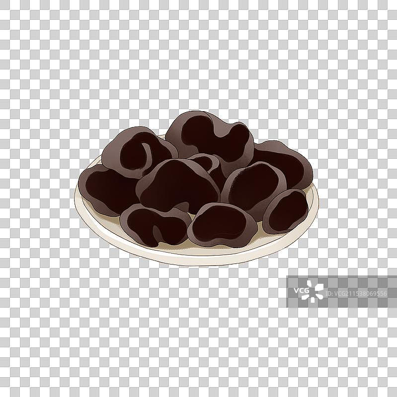 免扣插画中国风蔬菜黑木耳图片素材