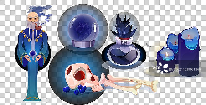 拥有长长灰色胡须和法杖的巫师图片素材