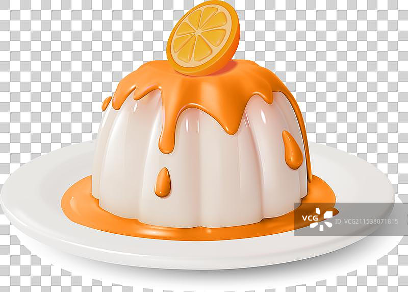 3D 橙味奶冻甜点食品图片素材