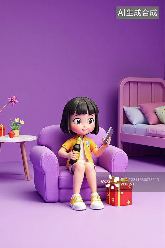 【AI数字艺术】紫色女孩图片素材