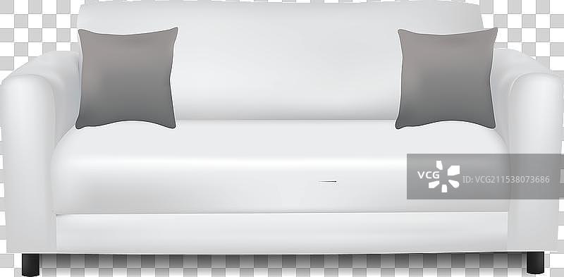 白色沙发床配灰色靠垫图片素材