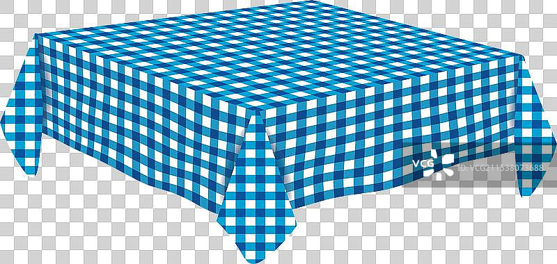 空的蓝色格子桌布图片素材