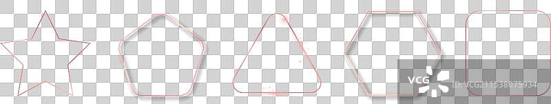 玫瑰金发光的不同几何形状框架图片素材