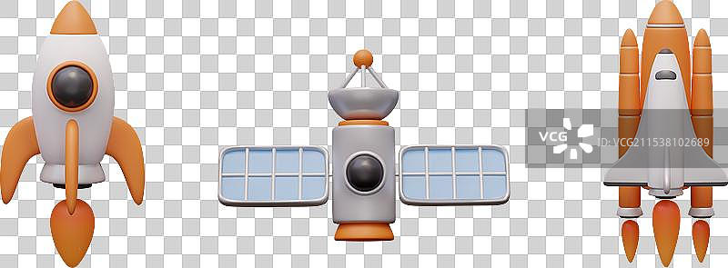 一组太空飞行器，包括太空火箭和卫星图片素材