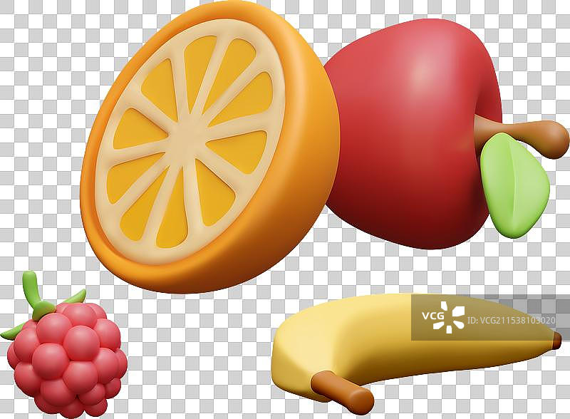 美味水果的卡通风格3D组合图片素材