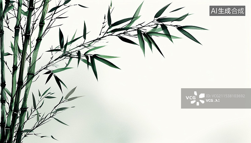 【AI数字艺术】中式水墨竹子禅意插画图片素材