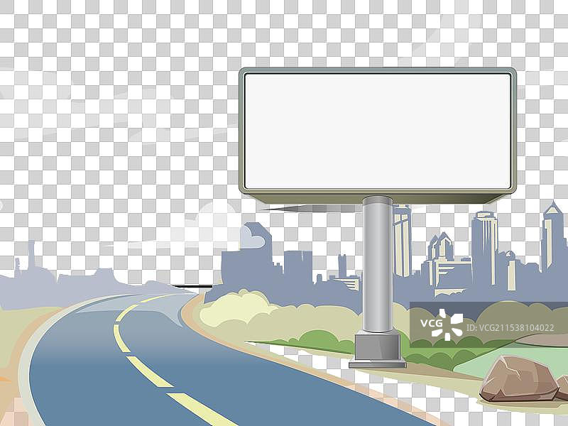 空白的广告高速公路广告牌和城市景观图片素材