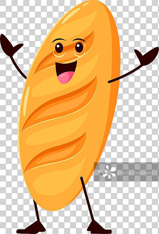 搞笑的卡通法棍面包或面包店角色图片素材