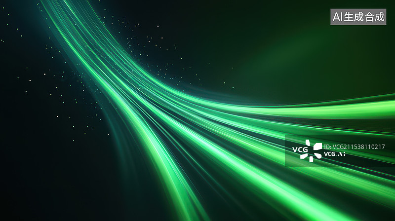 【AI数字艺术】绿色光速流图片素材