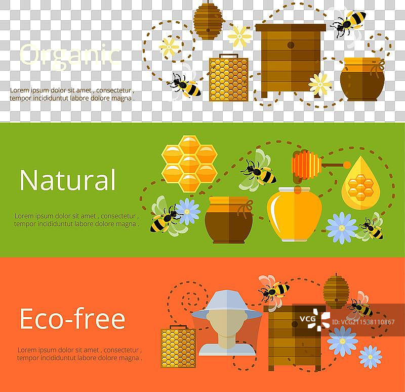 蜂蜜和养蜂横幅图片素材