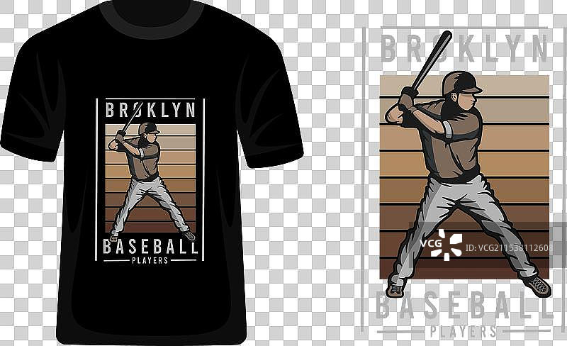 布鲁克林棒球运动员复古设计图片素材