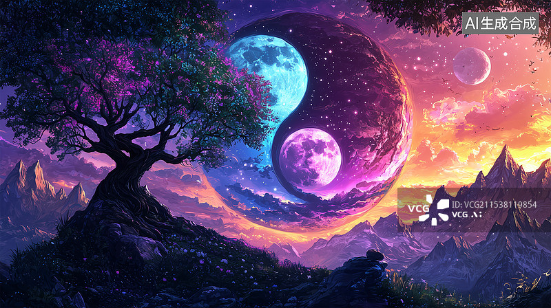 【AI数字艺术】太极阴阳宇宙图片素材