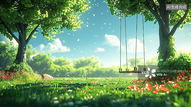 【AI数字艺术】公园里的秋千图片素材