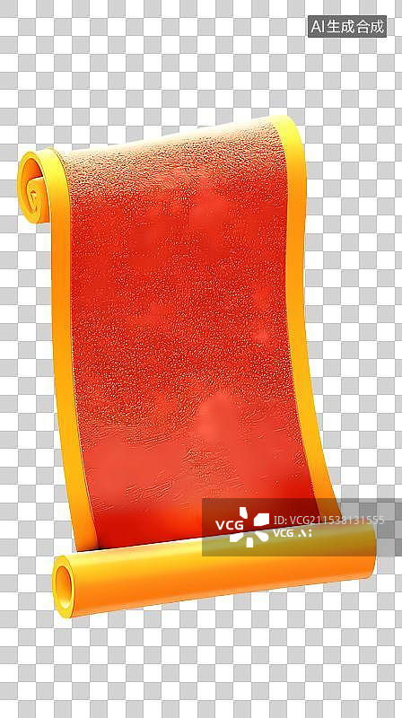 【AI数字艺术】3D卡通红色天鹅绒质感打开的卷轴图片素材