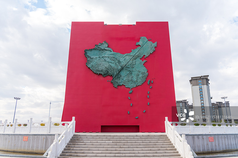 黑龙江省黑河市瑷珲腾冲中国地理人口分界线主题公园图片素材