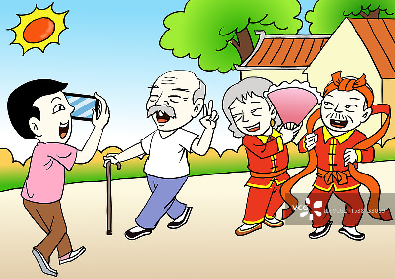 给农村留守老年人活动开直播记录美好生活图片素材