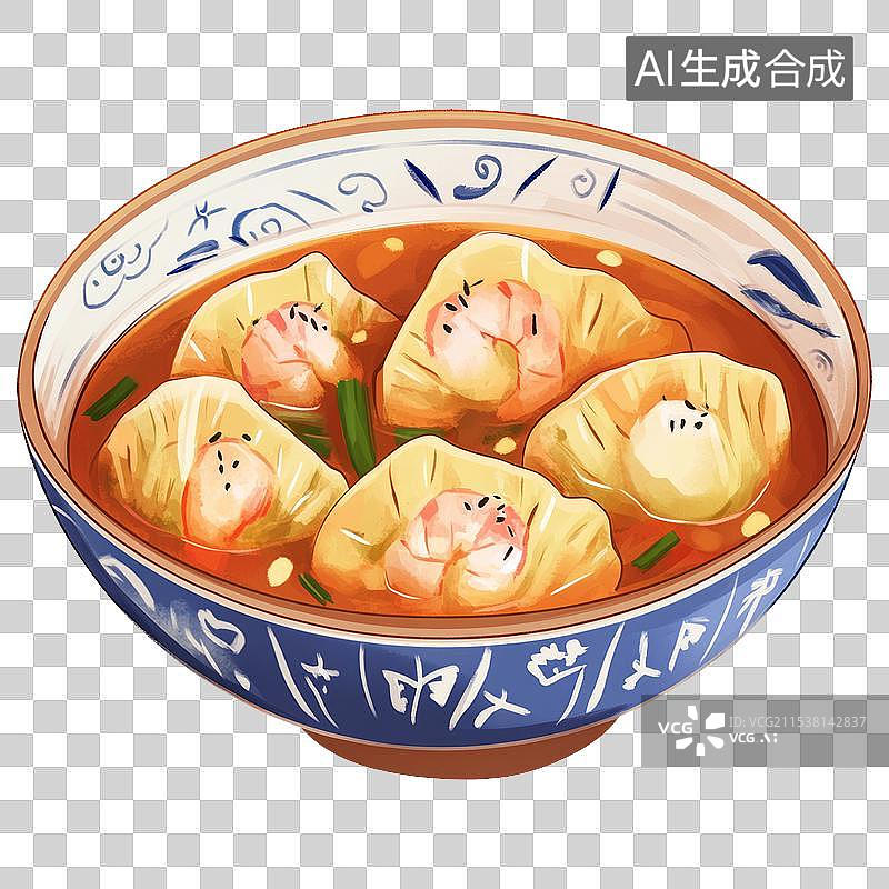 【AI数字艺术】一碗红油抄手云吞馄饨图片素材