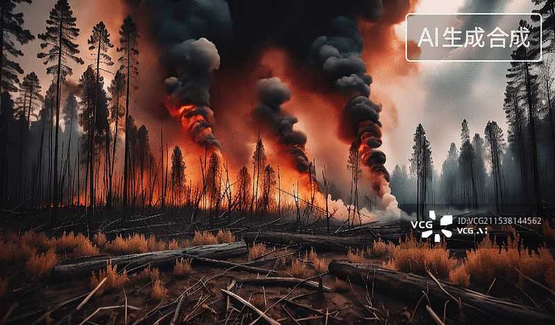 【AI数字艺术】森林大火图片素材