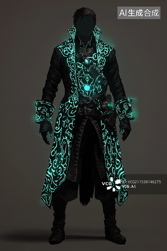 【AI数字艺术】高美感游戏特效风格人物男性海盗魔法师服饰图片素材