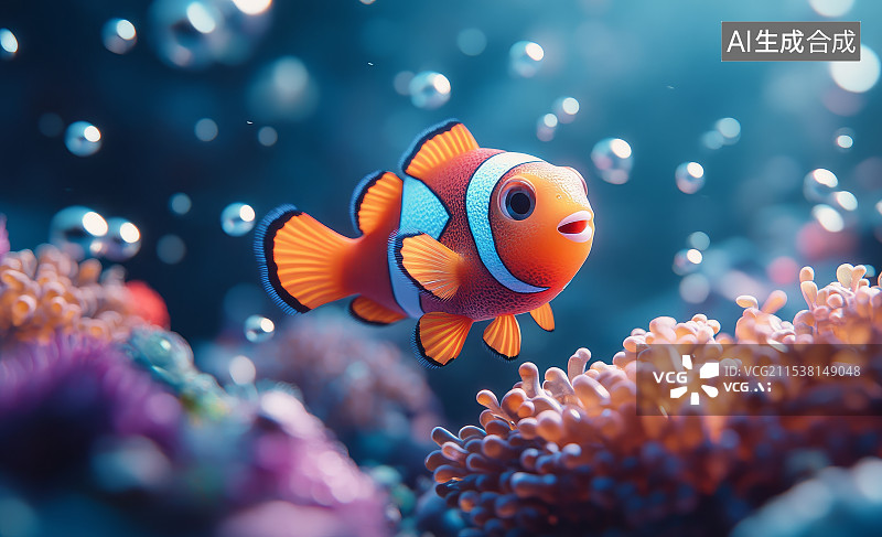 【AI数字艺术】海底世界3D海洋生物珊瑚梦幻唯美自然背景图片素材