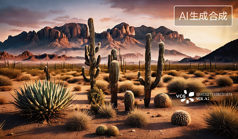 【AI数字艺术】沙漠黄昏图片素材