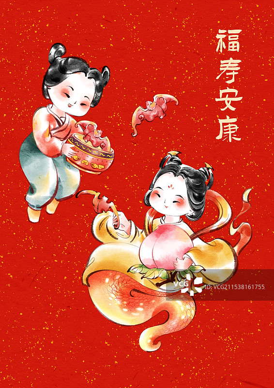 蛇年贺图福寿安康图片素材