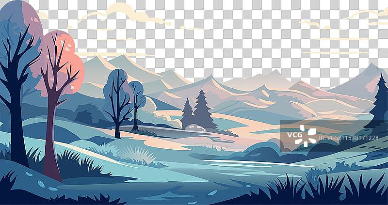 冬季雪景与森林图片素材