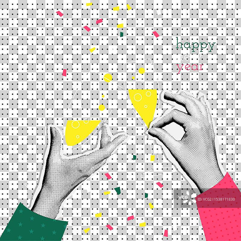 复古风格的新年派对横幅模板图片素材