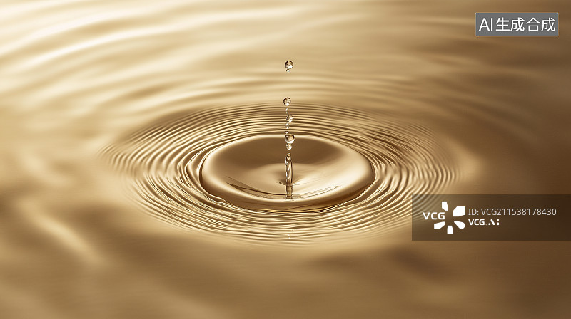 【AI数字艺术】金色水滴涟漪图片素材