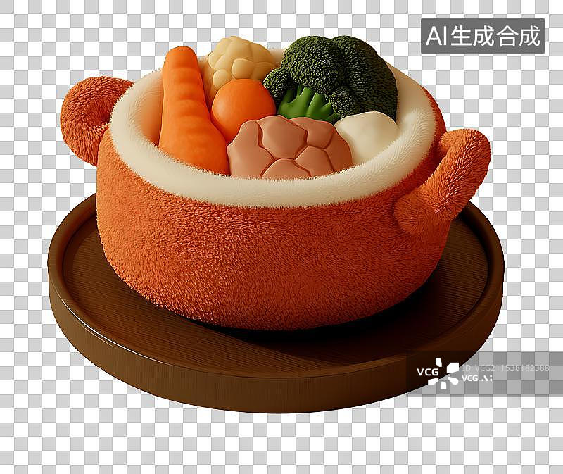 【AI数字艺术】毛绒材质的火锅图片素材