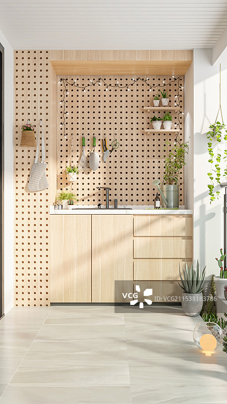 现代家居阳台洞洞板操作台图片素材