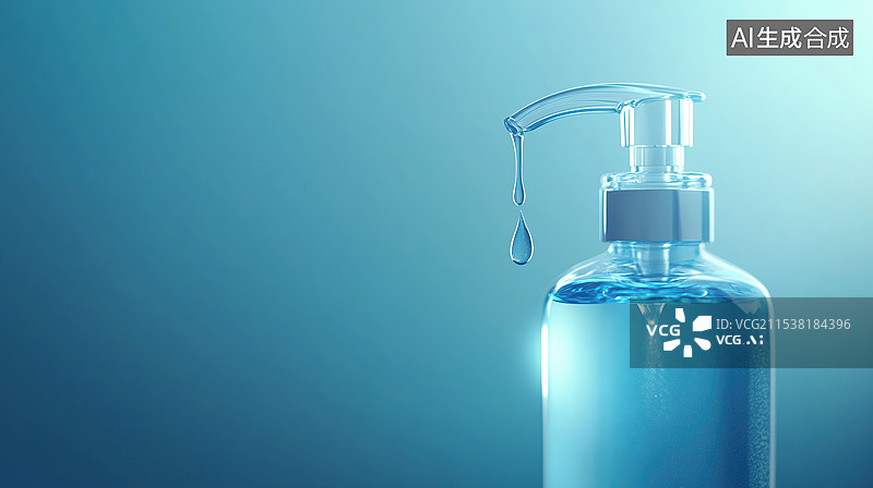 【AI数字艺术】清新明亮彩色透明洗护沐浴瓶化妆品特写3D插画图片素材