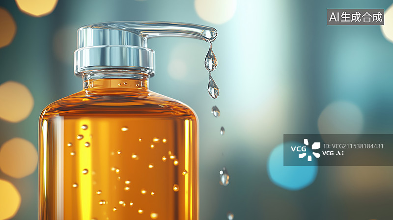 【AI数字艺术】清新明亮彩色透明洗护沐浴瓶化妆品特写3D插画图片素材