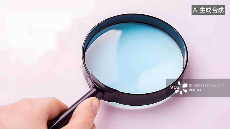 【AI数字艺术】3D渲染手持放大镜纯色背景，图片素材