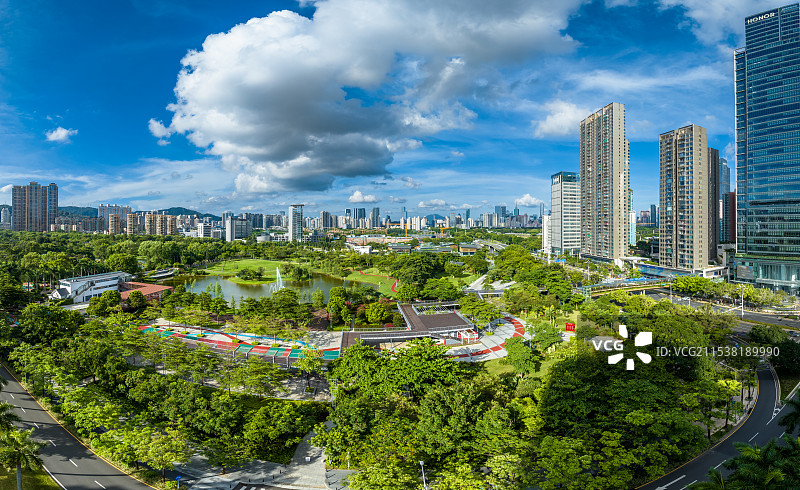 深圳市福田区香蜜公园全景图航拍图片素材