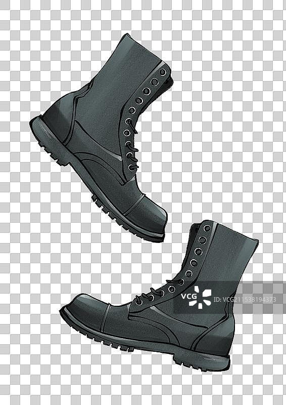 冬天靴子鞋子皮鞋手绘插画元素图片素材