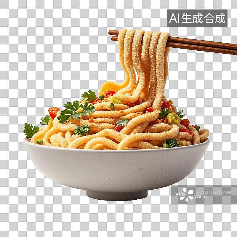 【AI数字艺术】可爱西安毛茸茸油泼面3D免抠元素图片素材