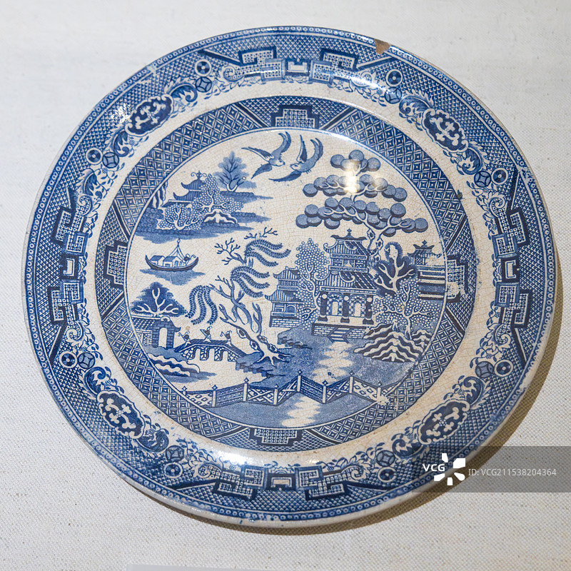 广州十三行博物馆清朝青花碟子瓷器图片素材