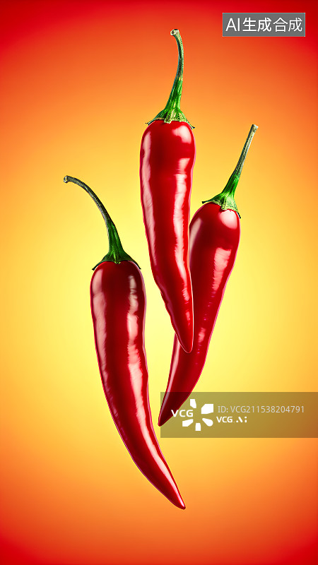 【AI数字艺术】红色背景色的红辣椒特写图片素材