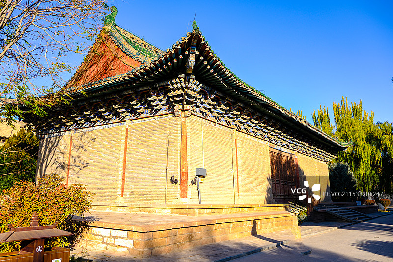 中国甘肃张掖，张掖大佛寺风光，大佛寺古建筑，钟楼，鼓楼，大佛殿，大佛寺的塔图片素材