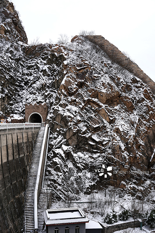 北京黄花城水长城冬季航拍图片素材