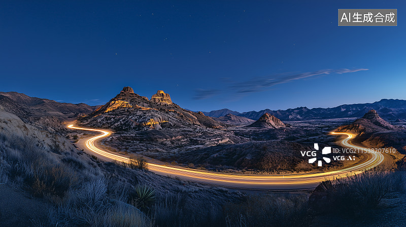 【AI数字艺术】盘山公路弯道延时摄影图片素材