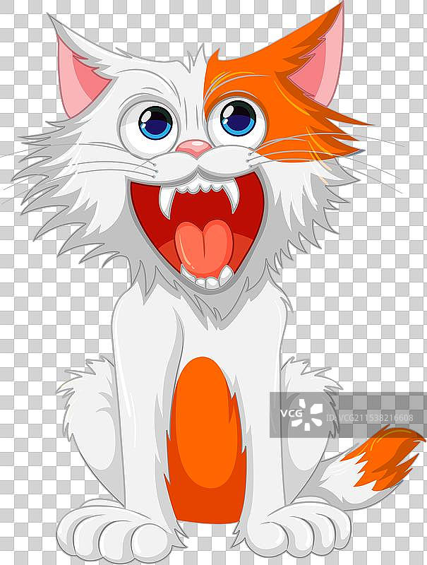 张嘴的凶猛猫咪卡通形象图片素材