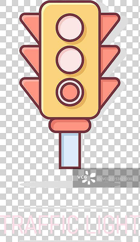 漫画风格的交通信号灯中的信号旗图标图片素材