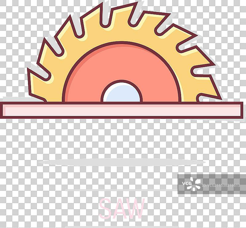 漫画风格的圆形机器中的锯片图标图片素材