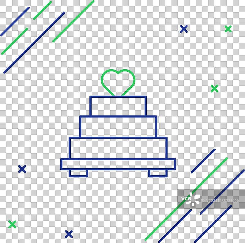 带心形图标的线条婚礼蛋糕图片素材