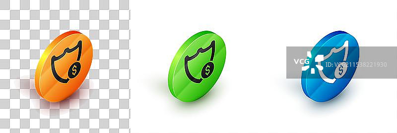 孤立的等距美元符号盾牌图标图片素材