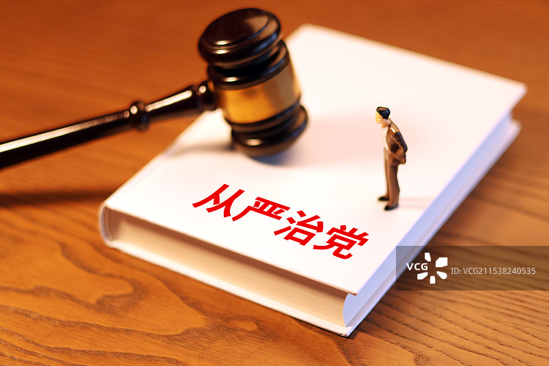 法律书籍上的法槌概念图  从严治党图片素材