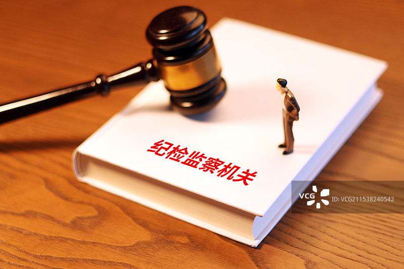 法律书籍上的法槌概念图  纪检监察机关图片素材