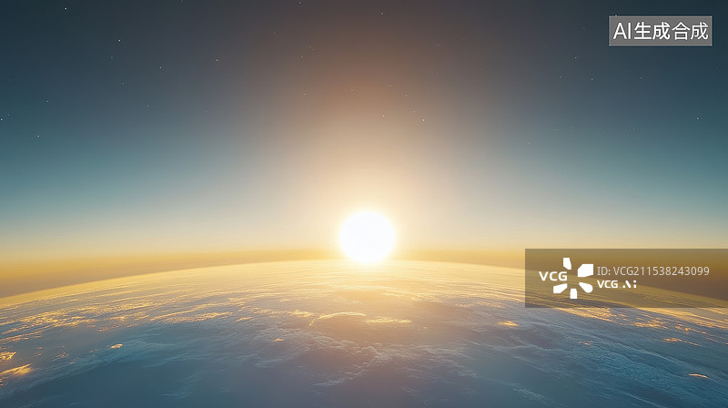 【AI数字艺术】日出时的地球图片素材